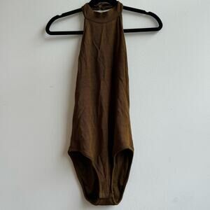 Zara Halterneck Ribbed Copper Color Bodysuit - Medium
